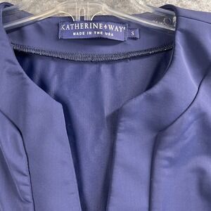 Katherine Way Tunic Top Womens Small Blue 3/4 Sleeve USA Stretch Luxury Nautical